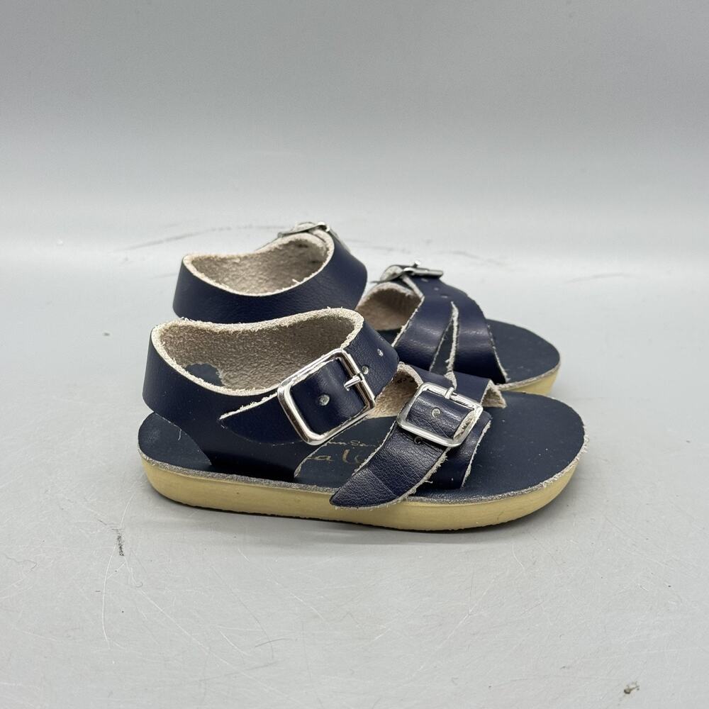 Sun San Sandals Girls 2 Blue Leather Sea Wees Buckle Strappy Summer Casual Shoes
